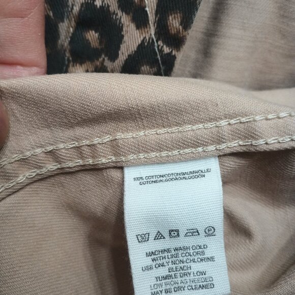 Free People Leopard Print Denim Cropped Raw Hem Jacket, S. - Picture 4 of 4